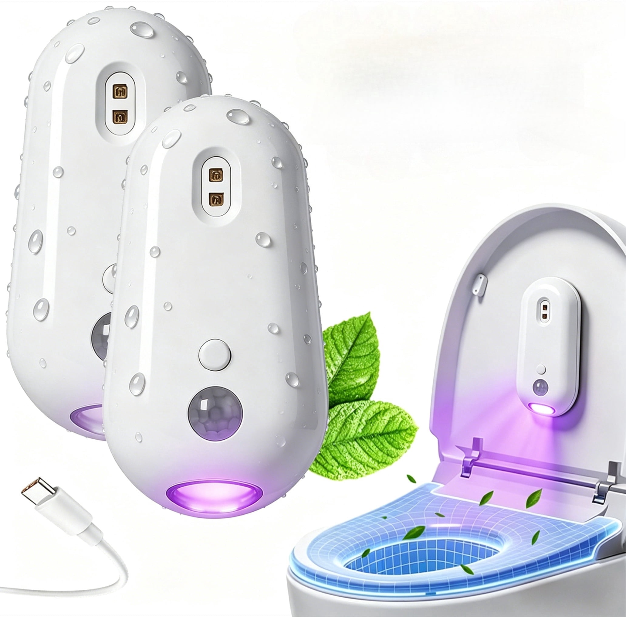 Self Cleaning UV Toilet Night Light With Automatic Aensing, USB Rechargeable, Smart Easy Tool-Free Installation for Restroom, Washing Machine, Cabinet