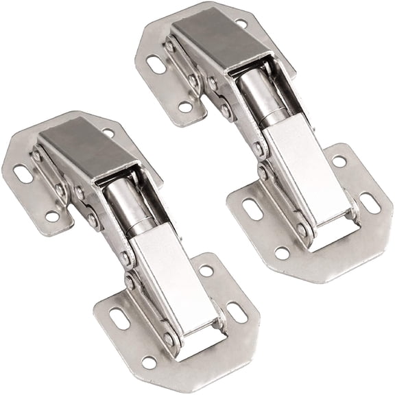 Self Closing Cabinet Hinges Satin Nickel, 2 Pack - Surface Mount Hidden Spring Kitchen Cabinet Door Hinge Hardware