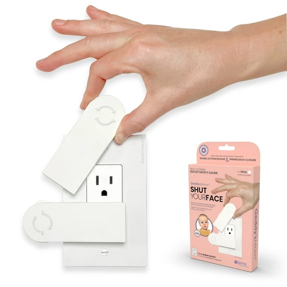 Self-Closing Child Safety Outlet Cover for 2-Screw (Decora) Outlet | Geddy's Mom Shut Your Face