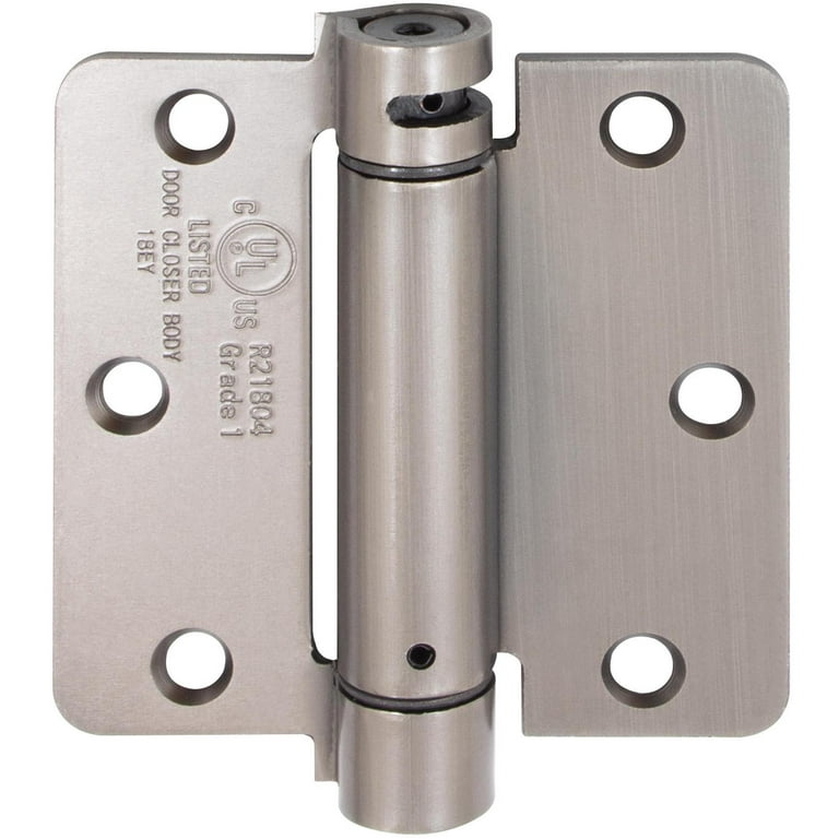 3-1/2 in. x 3-1/2 in. Brushed Nickel Adjustable Spring Hinge with 1/4 in. Radius 3-1/2 in. x 3-1/2 in. Brushed Nickel Adjustable Spring Hinge with 1/4 in. Radius