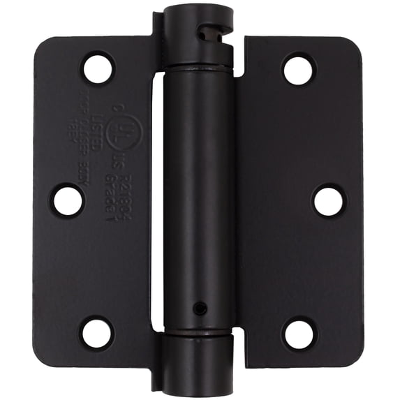 Adjustable Spring Hinge, 3-1/2 Inches, 1/4" Radius Corner, Matte Black by Stone Harbor Hardware