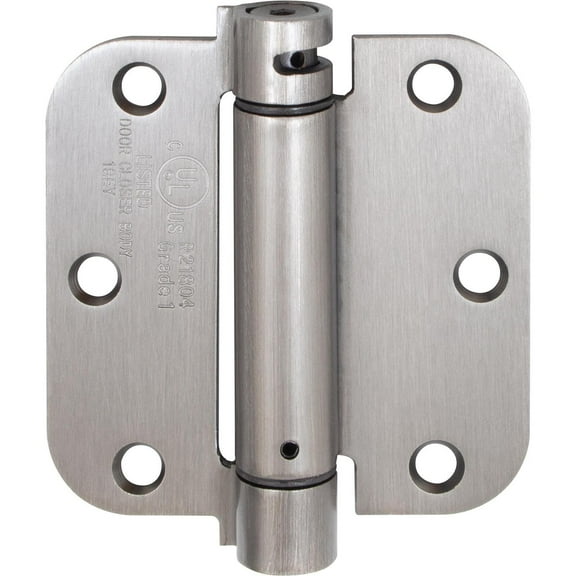 Adjustable Spring Hinge, 3-1/2 Inches, 5/8" Radius Corner, Antique Nickel by Stone Harbor Hardware