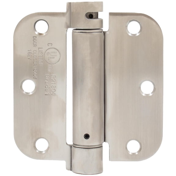 Adjustable Spring Hinge, 3-1/2 Inches, 5/8" Radius Corner, Satin Stainless Steel by Stone Harbor Hardware