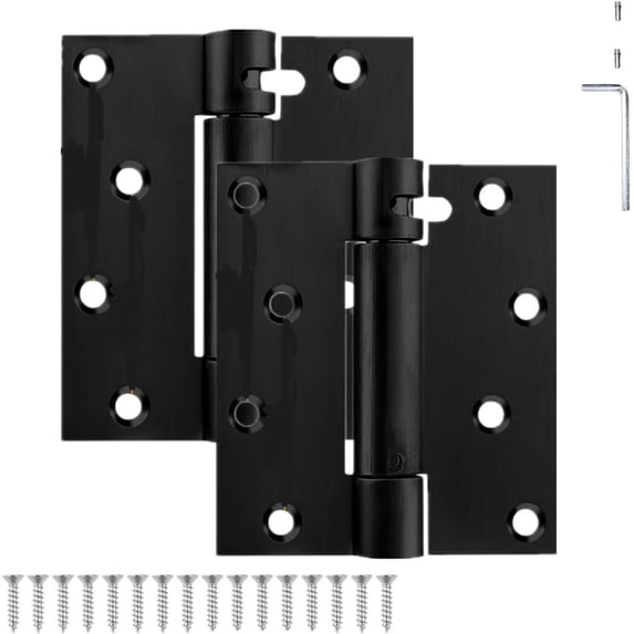 Self Closing Door Hinge, 3 inches,Auto Closing Spring Hinge with Adjustable Tension, Thickened 304 Stainless Steel Heavy Duty Door Hinges with Mounting Screwdriver Hardware,2 Pack(Black) (Black)