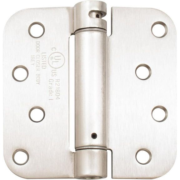 Self-Closing Door Hinge, 4 Inches, 5/8" Radius Corner, Satin Nickel by Stone Harbor Hardware