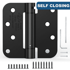 Treasem Self Closing Door Hinges, Auto Closing Spring Hinges with Adjustable Tension, UL Listed, 4 inch, 5/8'' Radius Corners, 1 Pack, Gloss Black