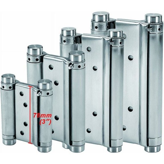 Heavy Duty Stainless Steel Self Closing Door Hinges, Spring Power Adjustable Double Action Hinges With Easy Installation, Polished Finish For Cafe Saloon And Pub Doors
