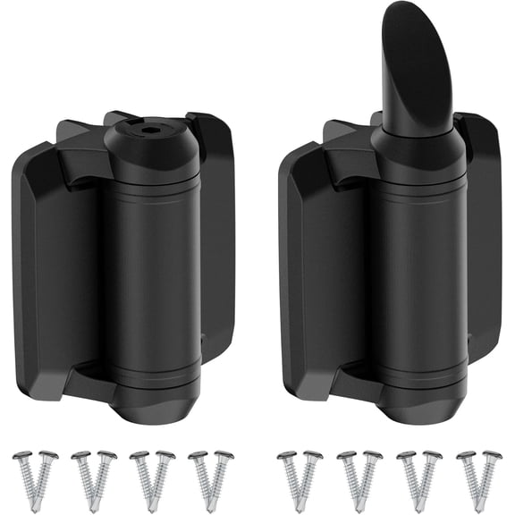 Self Closing Gate Hinges Heavy Duty, Adjustable Heavy Duty Gate Hinges Pool Safety Hinge with Safety Cap, Tension Spring Black Door Hinges Fence Hinges for Outdoor Gates, Metal Gate, 2 Pack