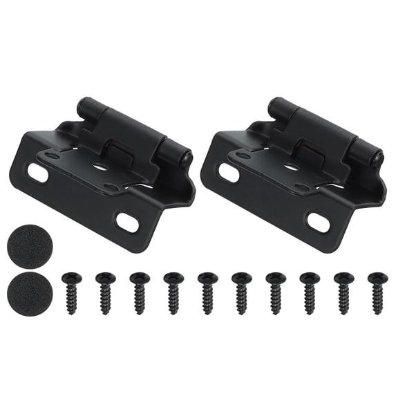 Uxcell Self-Closing Cabinet Hinges Semi-Overlay, Semi Concealed Flush Face Mount Cabinet Hinge with Screws Black