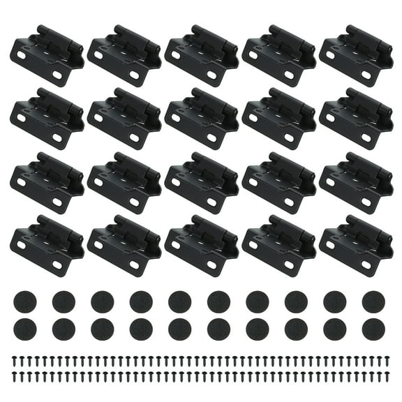 Self-Closing Hinges Semi-Overlay 1/2 Inch, 20 Pcs Semi Concealed Flush Face Mount Hinge with Screw, Black