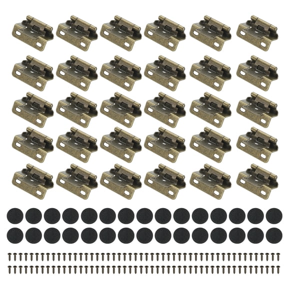 Self-Closing Hinges Semi-Overlay 1/2 Inch, 60 Pcs Semi Concealed Flush Face Mount Hinge with Screw, Bronze Tone