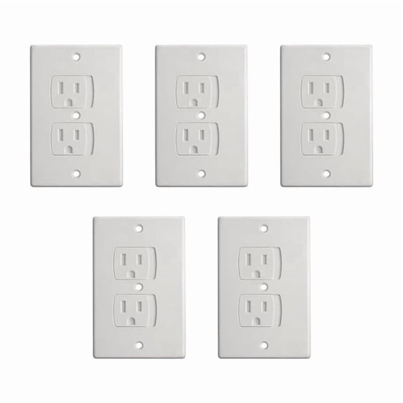 Self-Closing Socket Cover, White Safety Wall Electrical Socket, Matching Screws, for Baby Protection.