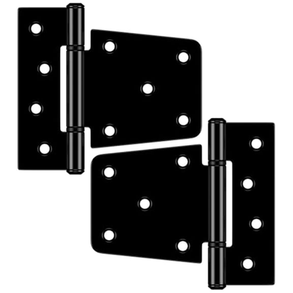 Self-Closing Spring Gate Hinge Heavy Duty Automatic T Hinges Steel Black Finish with Screws 2-Pack for Wood Fence Gate Vinyl Shed Door