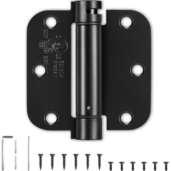 Self-Closing Spring Loaded Door Hinges - Adjustable Tension for Doors, Left & Right Hand Hinge, Matte Black
