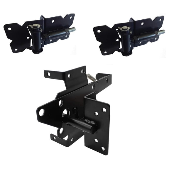 Self Closing Vinyl Fence Gate Single Gate Kit Black(for Vinyl, PVC etc Fence) Fence Gate Kit Includes Gate Hinges & Gate w/Screws -Single Fence Gate Kit has 2 Hinges & 1