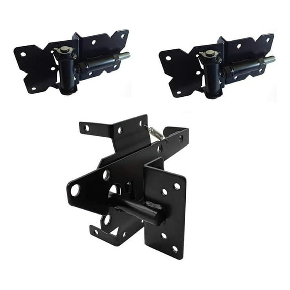 Self Closing Vinyl Fence Gate Single Gate Kit Black(for Vinyl, PVC etc Fence) Fence Gate Kit Includes Gate Hinges & Gate w/Screws -Single Fence Gate Kit has 2 Hinges & 1