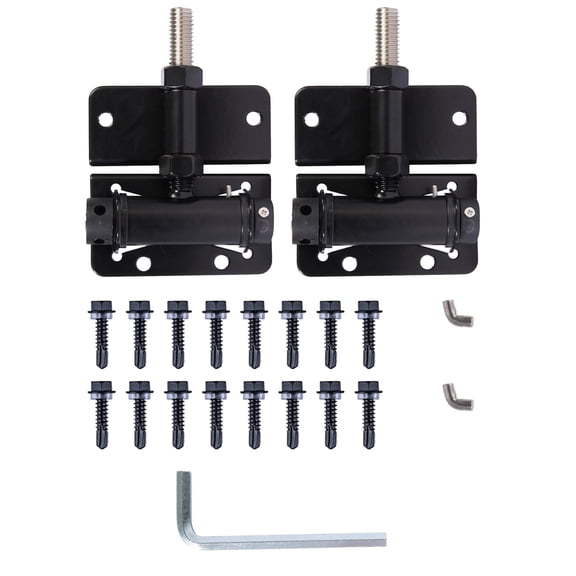 Self-Closing Vinyl/Wooden Door Hinges, 2-Pack, Black, Heavy Duty