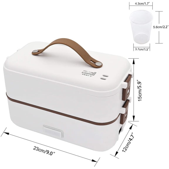 Self Cooking Electric Lunch Box, Portable Food Warmer 800ML 2 Layers 110V Heated Lunch Box for Home Office