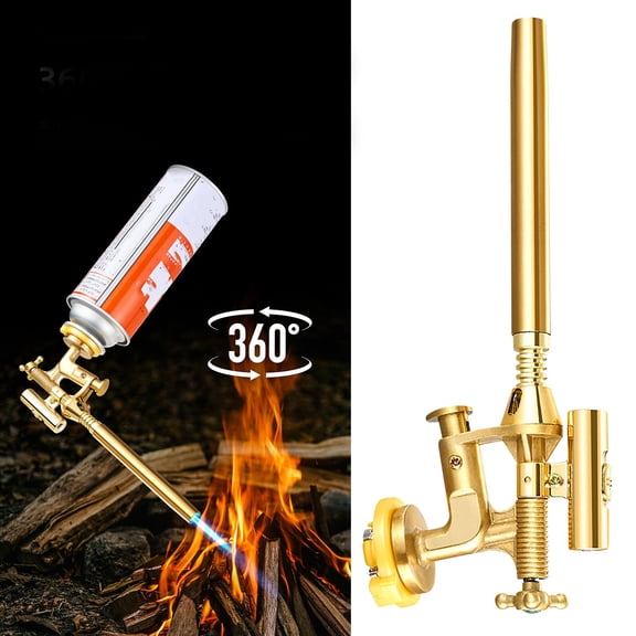Self-Cooling Blow Torch with LED Light, 1300°C Adjustable Flame Butane Torch for Cooking, Baking, BBQ, Welding, 360° Flame Gun with Piezo Ignition, Solid Metal Construction