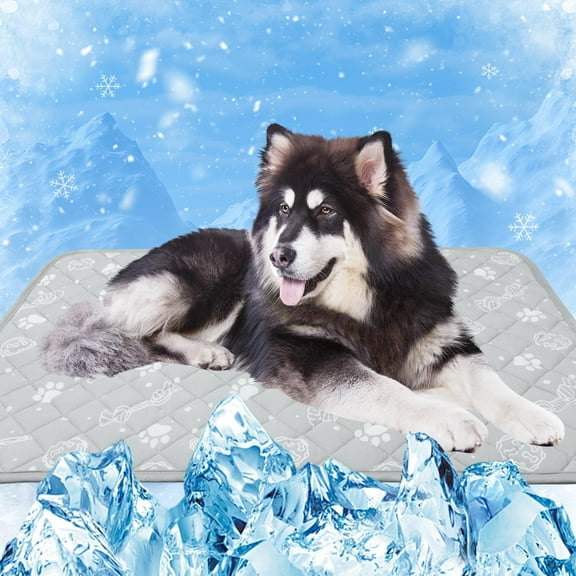 Self Cooling Mat for Large Dog, 39”x59” Arc-Chill Cooling Fiber & Endothermic Color Changing Pet Cooling Pad, Foldable & Washable Non-Toxic Summer Pet Blanket