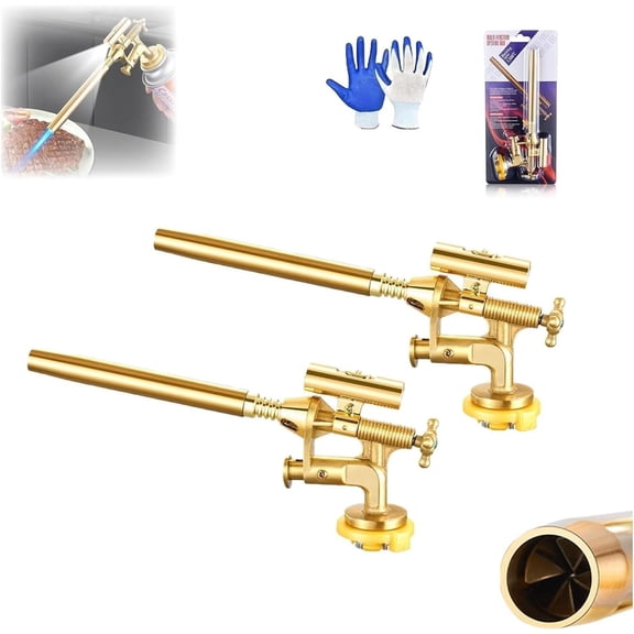 Self-Cooling Multi-purpose Blow Torch, High Intensity Butane Torch Kit with LED Lamp, Grade Kitchen Cooking Torchs, Adjustable Flame, Turbo Fan Cooling, for BBQ, Baking, Butter (2Pcs)