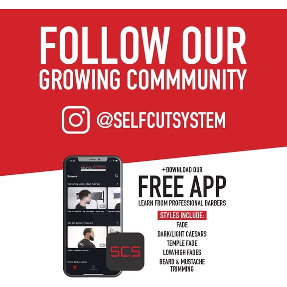 Self Cut System 3 Way Mirror for Self Hair Cutting, Trifold Barber Mirror with Height Adjustable Hooks, 360 View, Includes Free Educational Mobile App (Black Lambo)