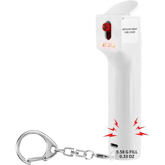 Self Defence Personal Alarm 3-in-1 for Women,pepper l &130 dB Siren & Strobe Lights,Flip-top Safety Cap,USB char r