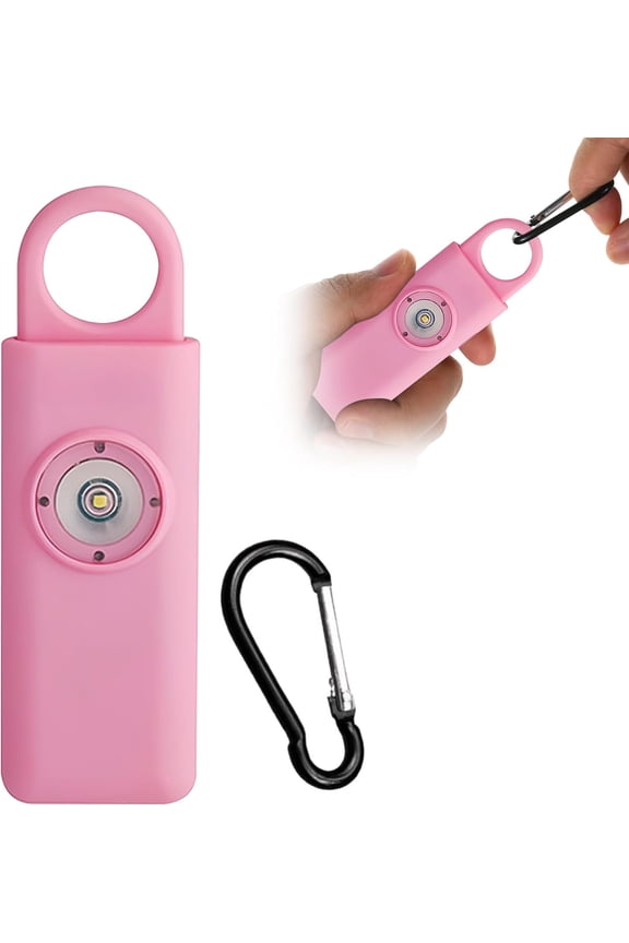Self Defense Siren Personal Safety Alarm SOS LED Strobe Light Air Travel Emergency Safe Key Chain Device Pocket Size for Women Men Kids Elderly (Pink)