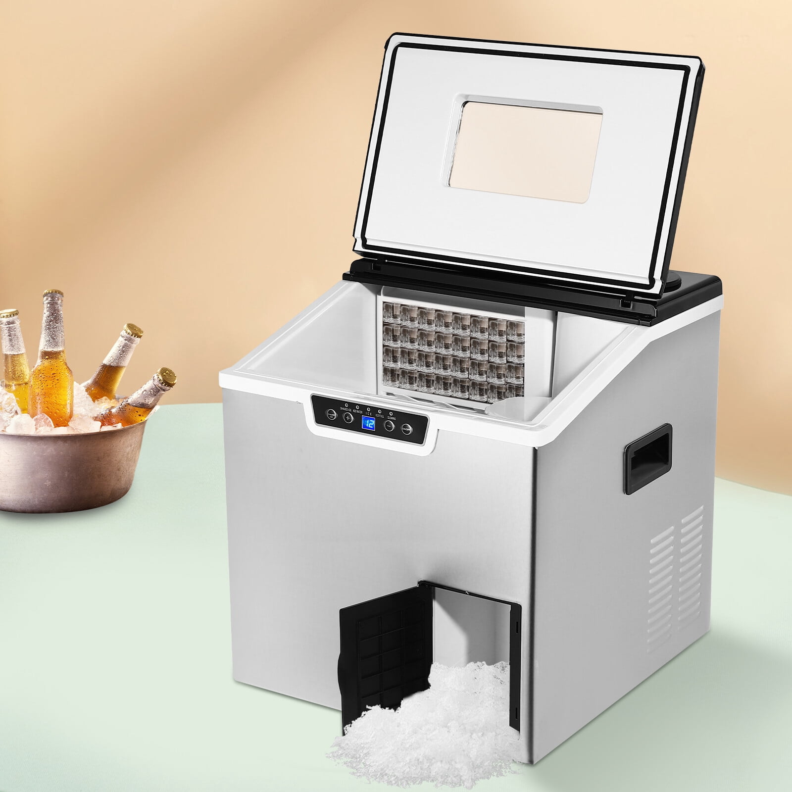 Self Dispensing Countertop Crushed Ice & Ice Cube Maker Stainless Steel