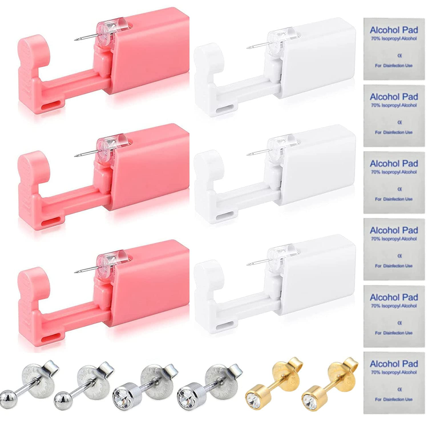 Self Disposable Ear Piercing Gun Kit, 6 Pack Self Ear Piercing Set