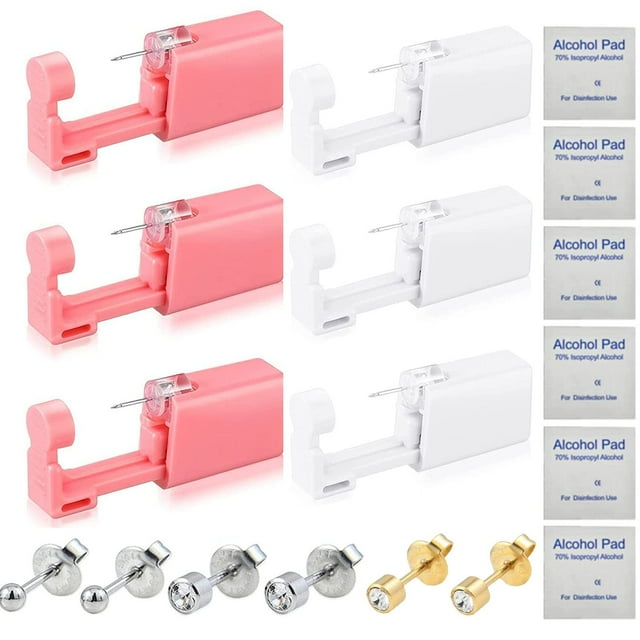 Self Disposable Ear Piercing Gun Kit, 6 Pack Self Ear Piercing Set