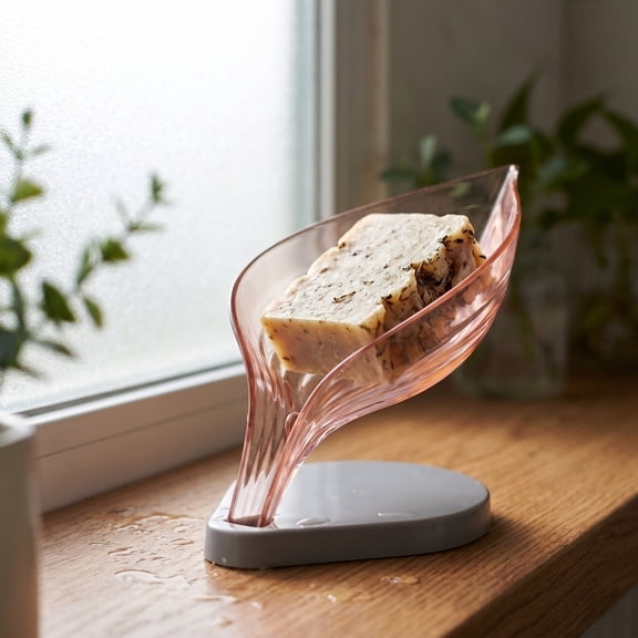 Self Draining Leaf Soap Dish, Easy to Clean Waterfall Soap Holder, Multi-Use for Shower, Bathroom & Kitchen Sink, Durable & Stylish