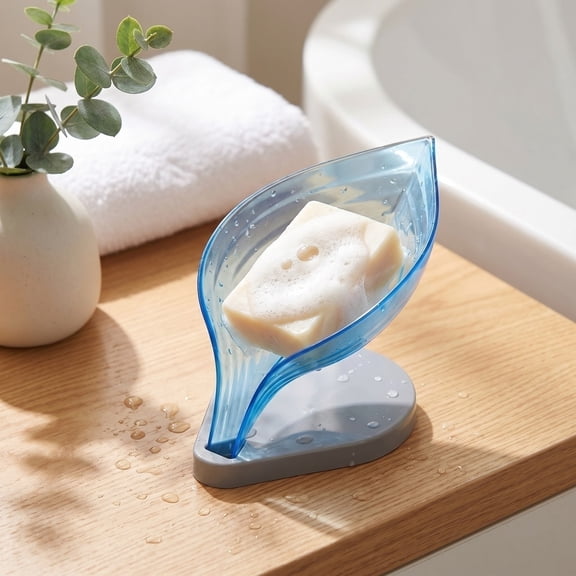 Self Draining Leaf Soap Dish, Easy to Clean Waterfall Soap Holder, Multi-Use for Shower, Bathroom & Kitchen Sink, Durable & Stylish