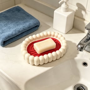 Self Draining Soap Dish, Double Layer Plastic Soap Holder for Bathroom and Kitchen Counter, Bar Soap Saver with Drainage Tray and Anti-Slip Feet, Cloud Shaped Soap Tray for Sink Shower Vanity