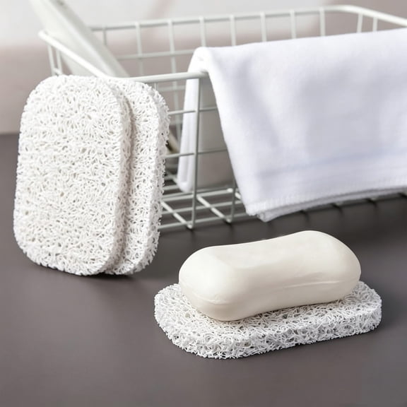 Self Draining Soap Dishes, 3 Pcs Silicone Soap Saver, Waterfall Drainer Soap Holder Lift Pads Sponge Tray Gripper For Bathroom, Extend Soap Life, Keep Soap Bars Dry Clean & Easy Cleaning