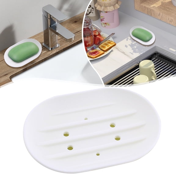 Self Draining Soap Dishes, Silicone Soap Saver, Waterfall Drainer Soap Holder for Bathroom, Extend Soap Life, Keep Soap Bars Dry Clean & Easy Cleaning, White