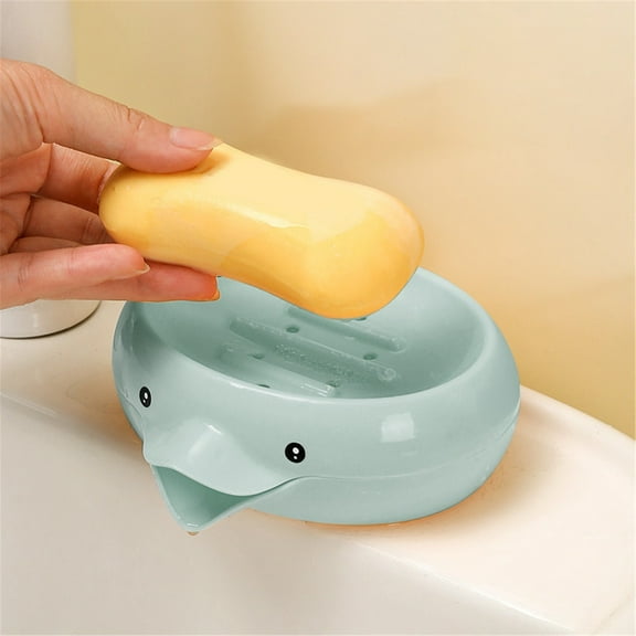 Self Draining Soap Dishes,Soap Holder Plastic Soap Dish,Easy Cleaning Soap Saver Tray,Cute Duck Styling Bar Soap Holder for Shower,Bathroom,Sinks Decoration,Keep Soap Bars Dry Light blue