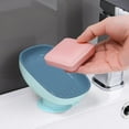 thumbnail image 1 of Self-Draining Soap Holder for Bathroom & Kitchen, Non-Slip Plastic Soap Stand Drain Rack, Compact 5.1In Blue Soap Dish, for Counter Sink Shower (Blue), 1 of 6