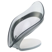 Self Draining Soap Holder, Suction Cup Soap Dish, Shower Soap Bar Holder, Leaf Shape Soap Holder, Soap Dish Dispenser for Shower, Bathroom, Kitchen Sink (Grey) 4.72x5.31"