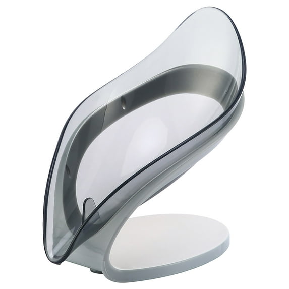 Self Draining Soap Holder, Suction Cup Soap Dish, Shower Soap Bar Holder, Leaf Shape Soap Holder, Soap Dish Dispenser for Shower, Bathroom, Kitchen Sink (Grey) 4.72x5.31"