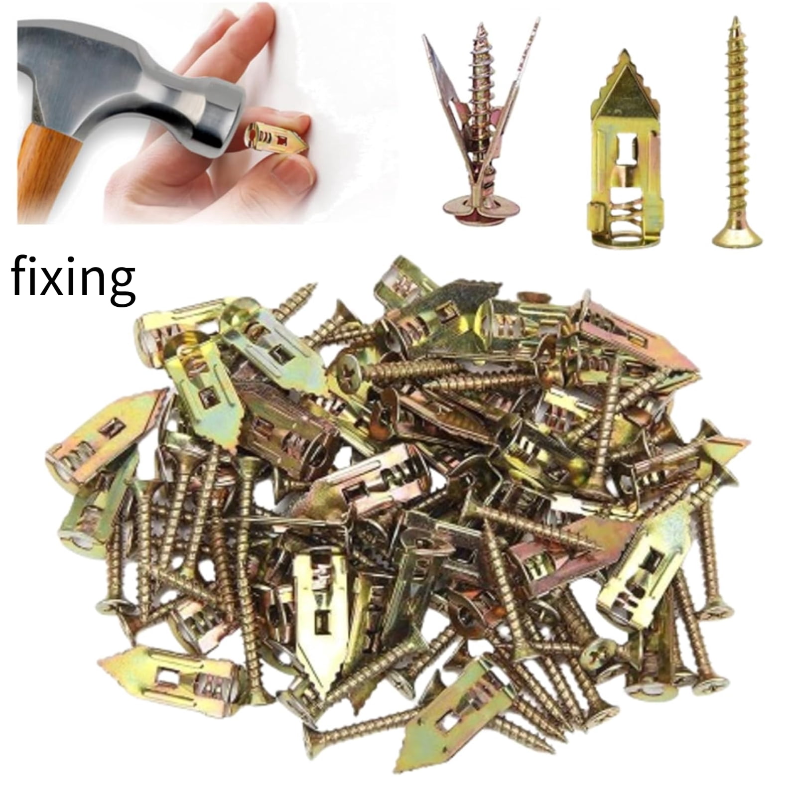 Self-Drilling Anchors Screws, 2026 Expansion Screws Set Premium Drywall Anchors and Screws Kit, Easy Application No Drill or Holes in Wall Zinc Plated Steel Self-Drilling Anchors