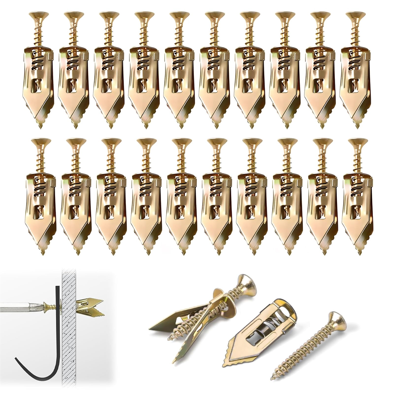 Self-Drilling Drywall Anchors Kit, Drywall Self Drilling Anchors With Screws Kit (0.47x1.18inch), Eliminating The Need For Drilling Or Punching Holes In The Wall