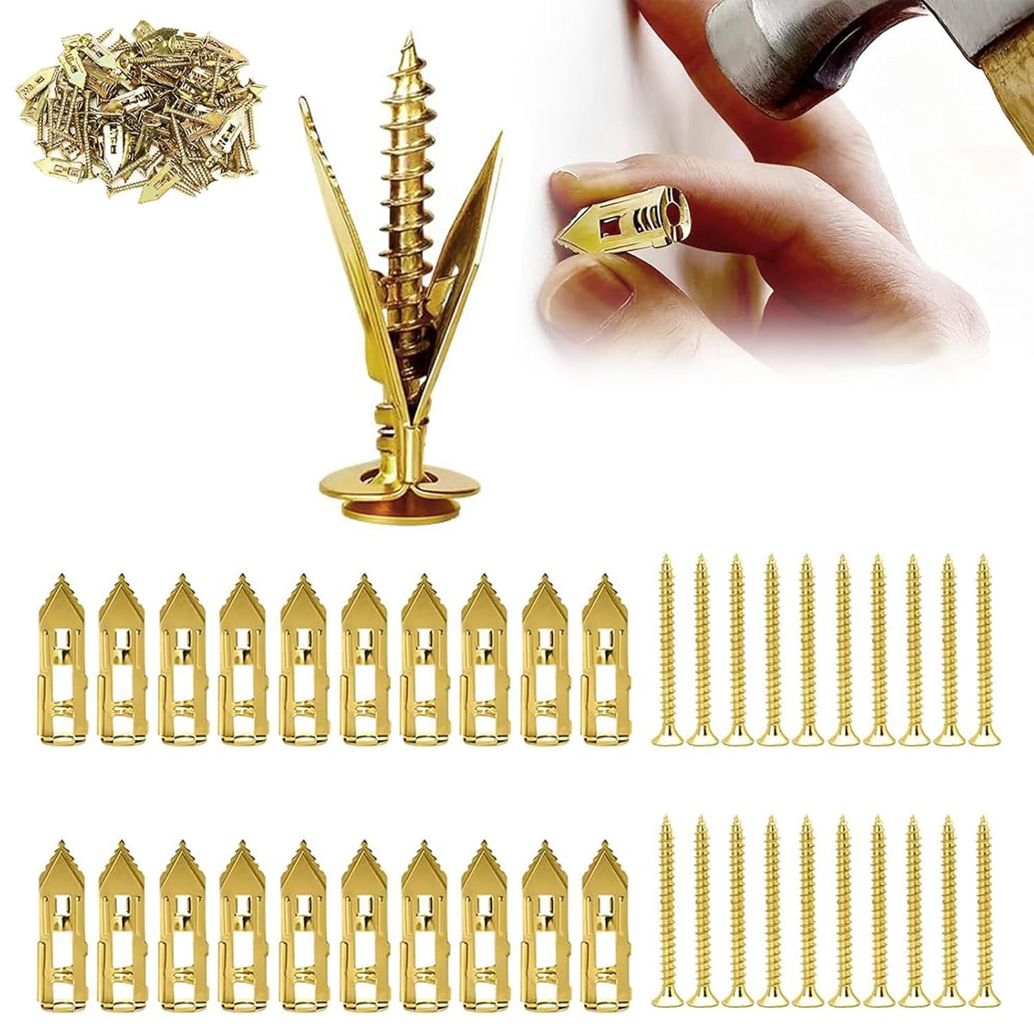 Self Drilling Drywall Anchors with Screws Kit, 2026 New Heavy Duty Drywall Expansion Anchors Screws Kit for Wall Decor, Shelves & Pictures Hanging (20,0.47 * 1.18in)