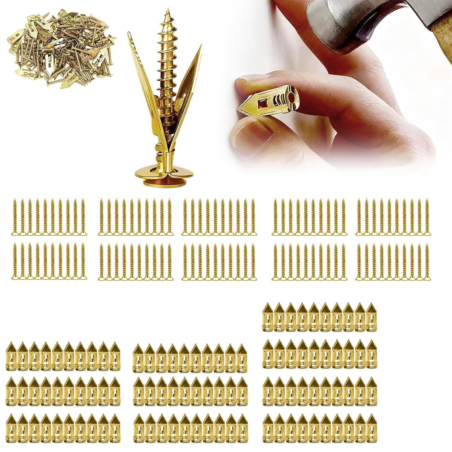 Self Drilling Drywall Anchors with Screws Kit, 2026 New Heavy Duty Drywall Expansion Anchors Screws Kit for Wall Decor, Shelves & Pictures Hanging (50,0.47 * 1.18in)