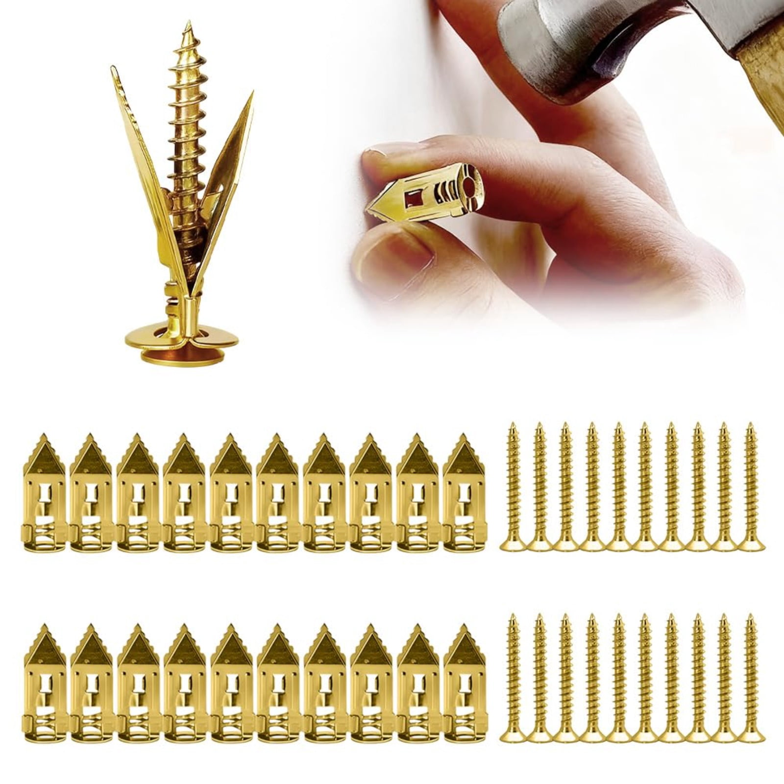 Self-Drilling Drywall Anchors with Screws Kit – Heavy Duty No Pre-Drilling Required, Corrosion-Resistant Steel, 66 lbs Holding Capacity for Shelves, Frames & Furniture