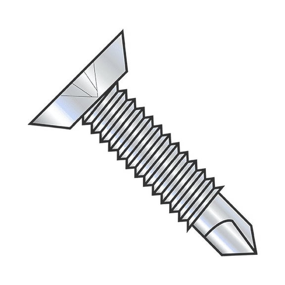 Self-Drilling Screw - Type CSD - Phillips Drive Flat Undercut Head - Zinc Plated Steel - 12-24 Thread - 1-1/2" Long - #3 Drill Point