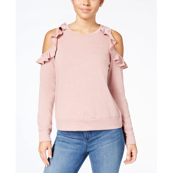 Self E Juniors Cold Shoulder Sweatshirt Woodrose L