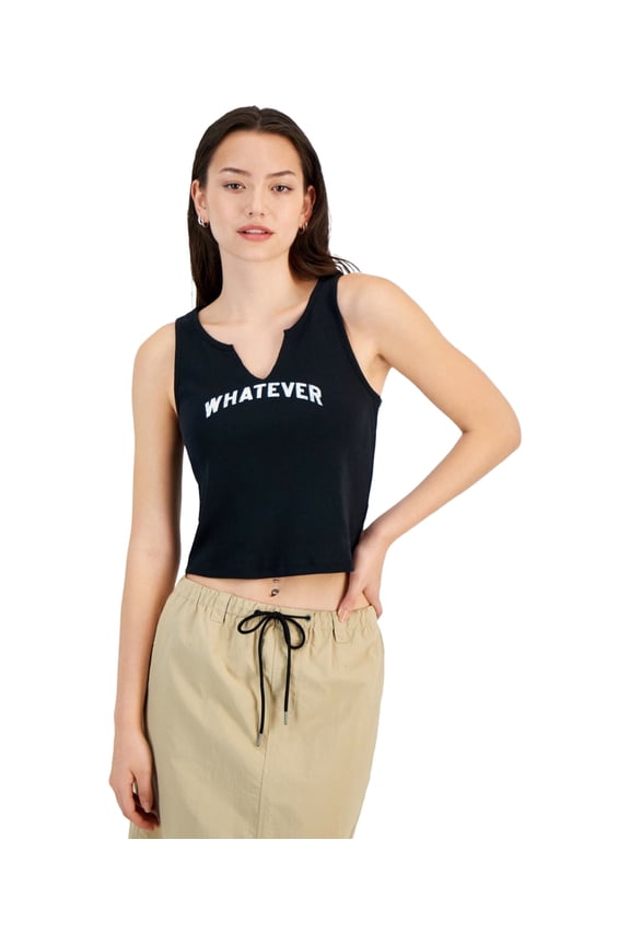 Self E Womens Whatever Tank Top, Black, Juniors, Small