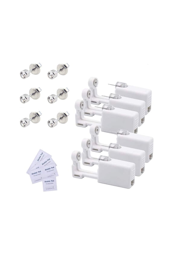 Self Ear Piercing Gun Kit with Cubic Zirconia Studs, 2 Pack