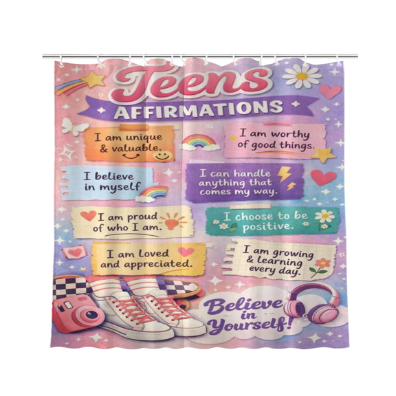 Self-Esteem Affirmation Waterproof Polyester Shower Curtain 72 x 72 Inch
